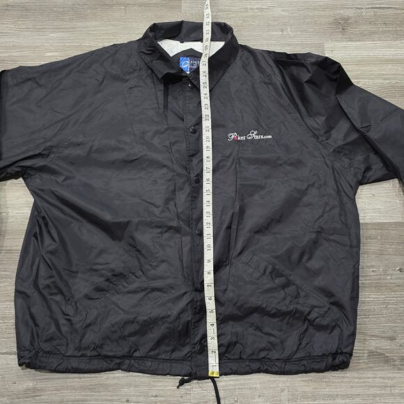 Port and Company Poker Stars Black Button Up Lined Windbreaker Jacket - Picture 6 of 8